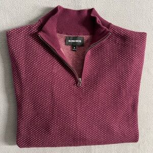 Bonobos Men's Maroon Zip-Up Sweater sz xl cotton /cashimere blend quarter zip